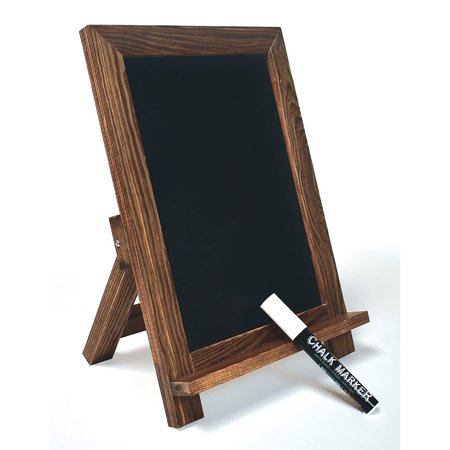 BETTER OFFICE PRODUCTS Framed Tabletop Chalkboard Sign, 95in x 14in Rustic Wood Frame, W/1 White Chalk Marker, Rustic Brown 00801